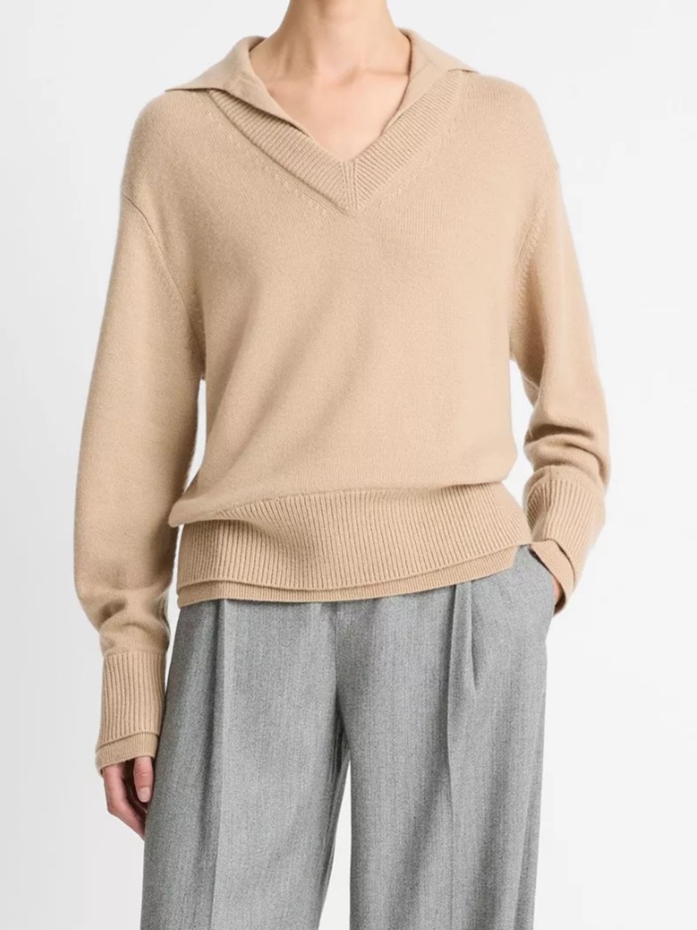Vince Double Layer Wool & Cashmere Sweater